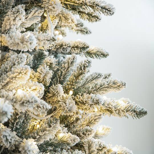 10ft. Pre-Lit Flocked Full Fir Artificial Christmas Tree, Warm White LED Lights